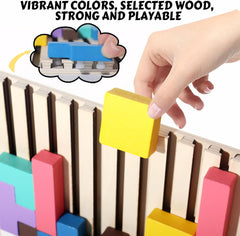 Wooden Colored 3D Russian Block Puzzle Jigsaw Stacking Montessori Toys Educational