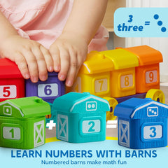 Learning Toy for Toddlers 1 2 3 Years Old, Counting, Matching & Sorting Montessori Learning Farm Train Including 9 Farm Animals and 1 Farmer