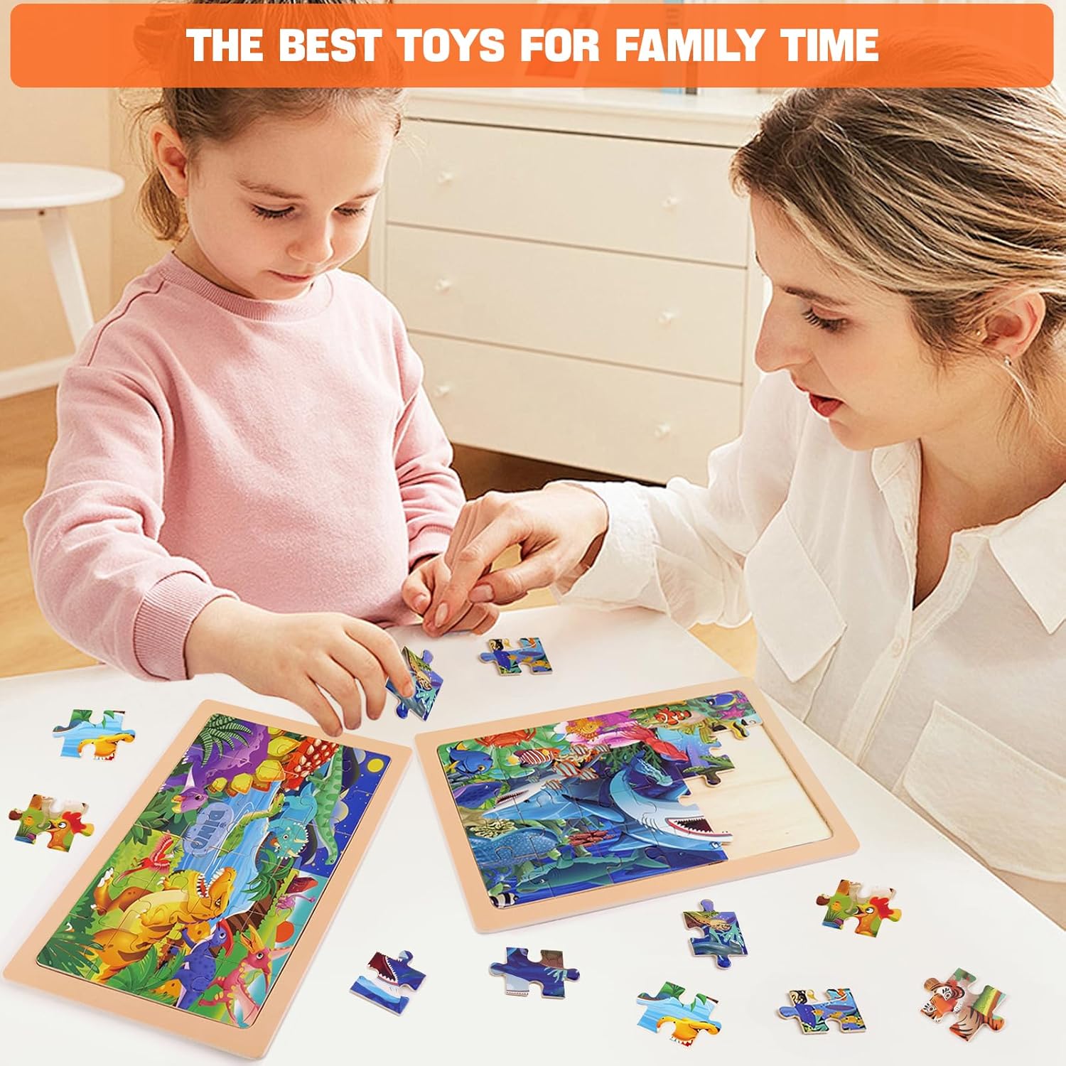 4 Packs 24 PCs Wooden Puzzles for Kids Ages 3-5, Montessori Toddler Jigsaw Puzzles, Preschool Educational Toys