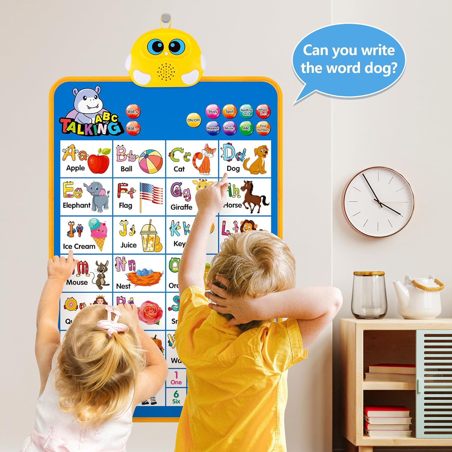 Electronic Alphabet Wall Chart, Talking ABC, 123s, Music Poster, Kids Learning Toys for Toddlers 1-3, Interactive Educational Toddler Toy