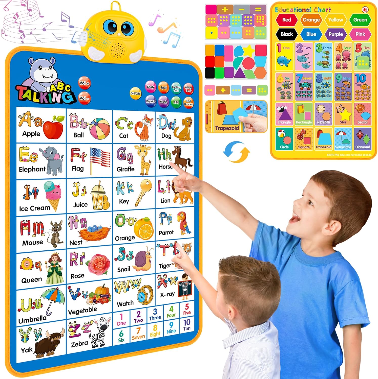 Electronic Alphabet Wall Chart, Talking ABC, 123s, Music Poster, Kids Learning Toys for Toddlers 1-3, Interactive Educational Toddler Toy