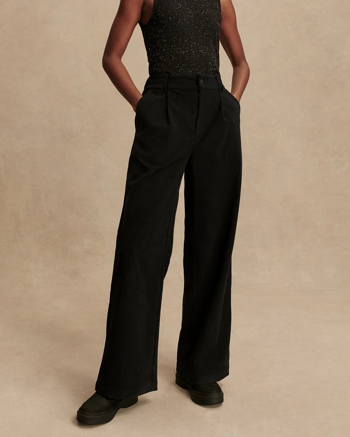 High-Waisted Corduroy Wide-Leg Pants