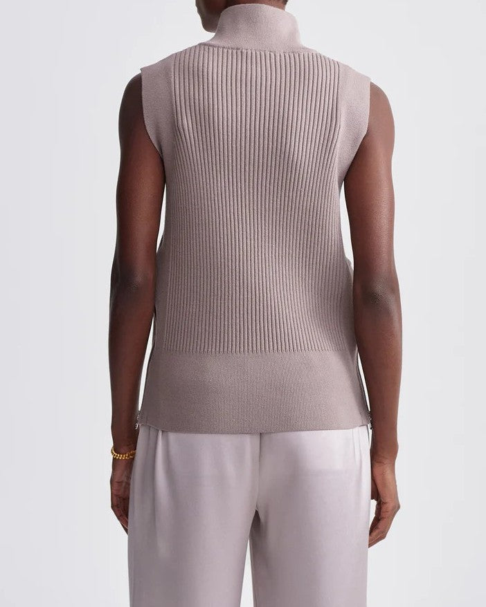 Ribbed Turtleneck Sleeveless Knit Top