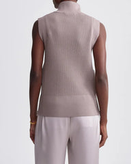 Ribbed Turtleneck Sleeveless Knit Top