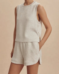 Sleeveless Crew Neck Sweatshirt Top