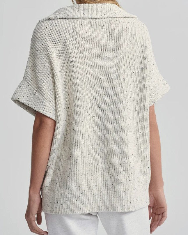 Speckled Knit Half-Zip Polo Sweater