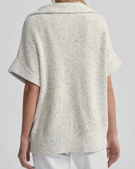 Speckled Knit Half-Zip Polo Sweater