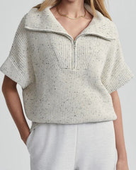 Speckled Knit Half-Zip Polo Sweater