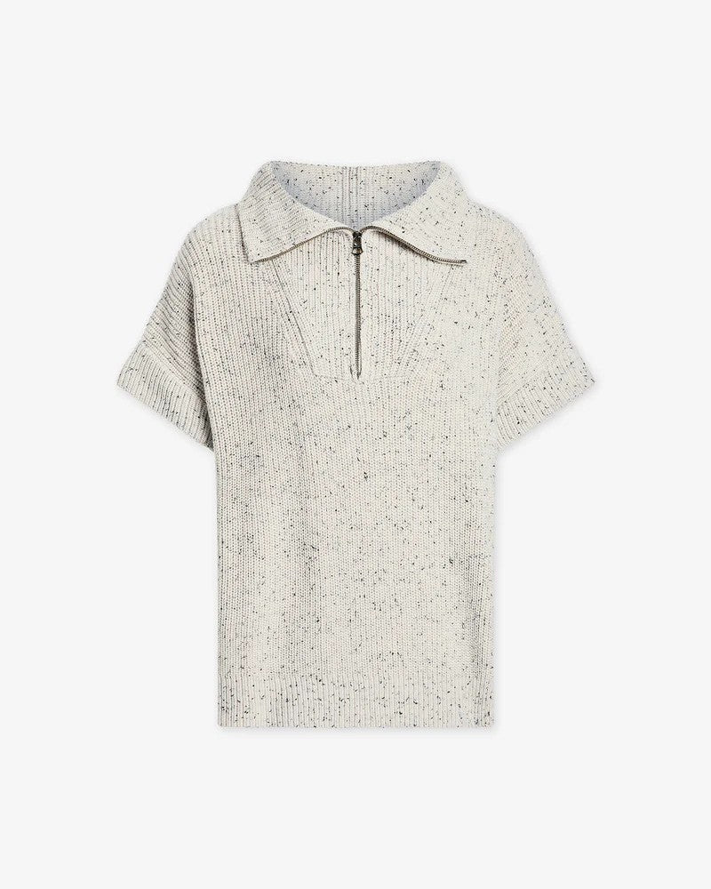 Speckled Knit Half-Zip Polo Sweater