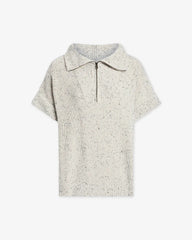 Speckled Knit Half-Zip Polo Sweater