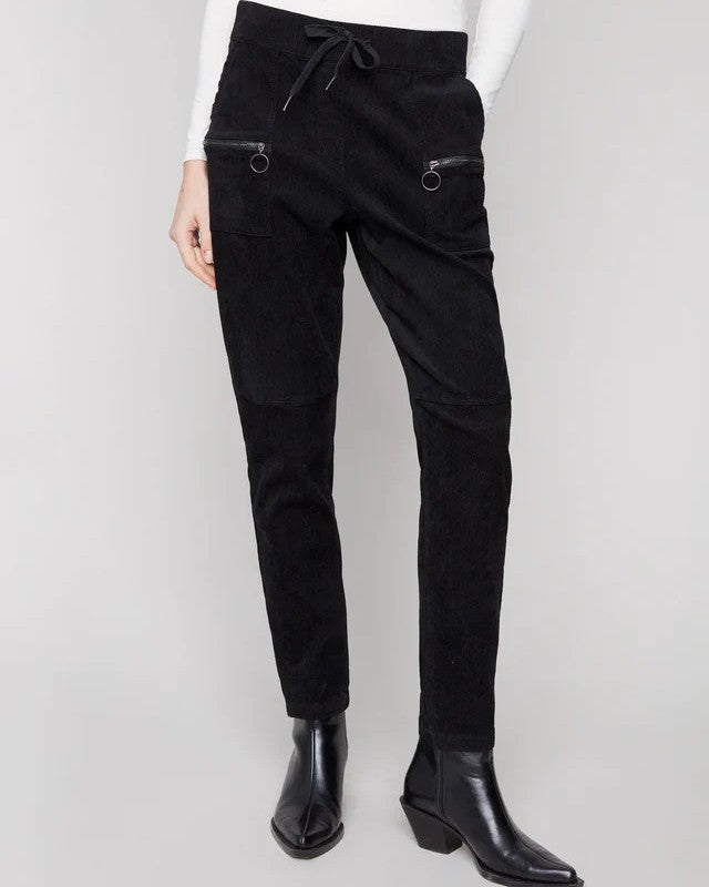 Corduroy Cargo Pants with Zipper Pockets