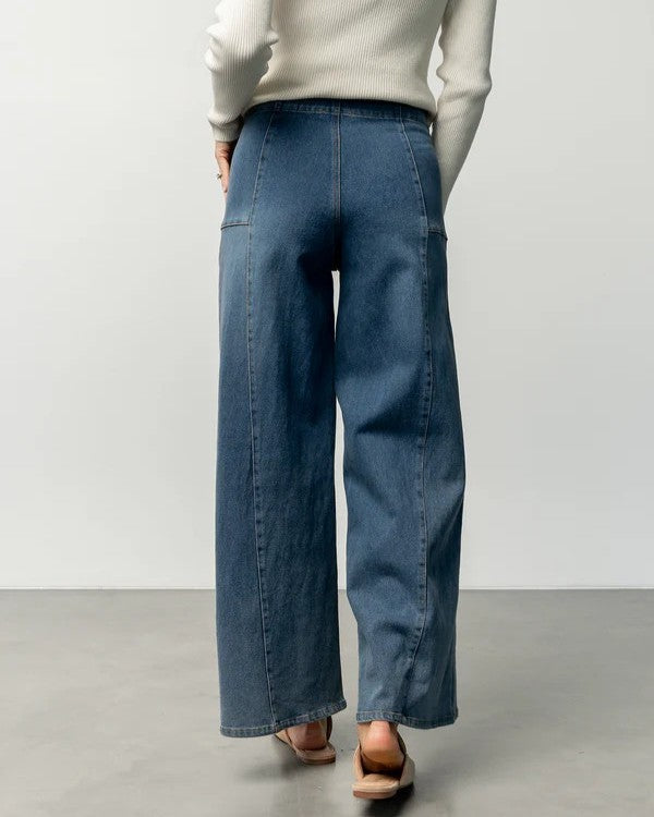 Mid-Waisted Wide-Leg Denim Jeans
