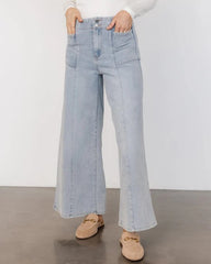 Mid-Waisted Wide-Leg Denim Jeans