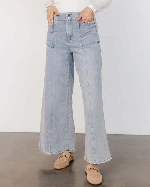 Mid-Waisted Wide-Leg Denim Jeans