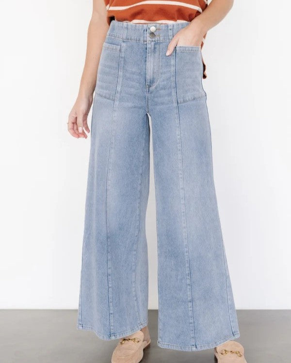 Mid-Waisted Wide-Leg Denim Jeans